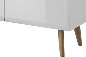 Široká komoda Nordi, dub riviéra/biela lesk