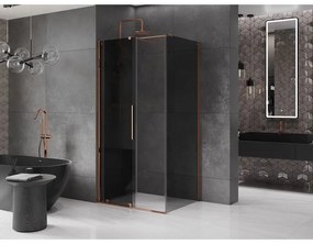 Mexen Velar, sprchový kút s posuvnými dverami 130 x 80 cm, 8mm šedé sklo, ružové zlato, 871-130-080-41-60