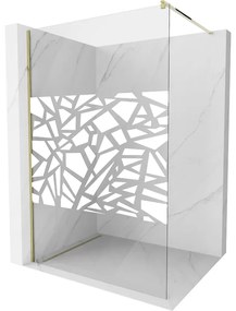 Mexen Kioto sprchová stena 100 x 200 cm, transparentnéné/biely vzor 8 mm, zlatá - 800-100-101-50-85