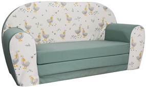 Detská rozkladacia MINI pohovka Husičky - zelená/biela