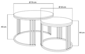 Dizajnový konferenčný stolík LOREEN zlatá podnož + biely lesk