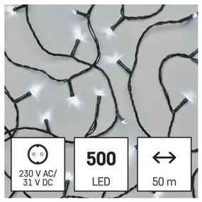 LED vánoční řetěz Steny s časovačem 50 m studená bílá