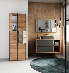 Kúpeľňová skrinka S33 170 cm antracit/dub artisan