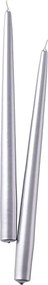 TWIN FLAME Sada sviečok 2 ks 31 cm - strieborná