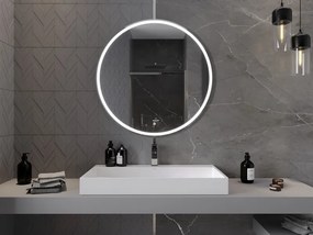 Mexen Gobi, LED okrúhle kúpeľňové zrkadlo s podsvietením 90 cm, 6000K, ochrana proti zahmlievaniu, 9801-090-090-611-00