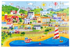 Bigjigs Toys Podlahové puzzle Mesto 48 dielikov