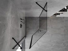 Mexen Mist, päťuholníkový sprchový kút výklopný 80 x 90 cm, číre sklo, čierny profil, 8A8-080-090-70-00