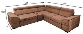 Univerzálna rohová rozkladacia sedacia súprava s úložným priestorom GRANADA hnedá