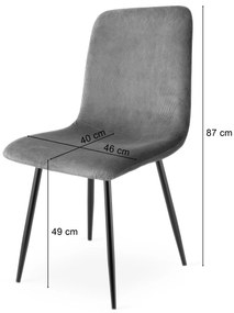 Sivá jedálenská stolička RIFT s čiernymi nohami