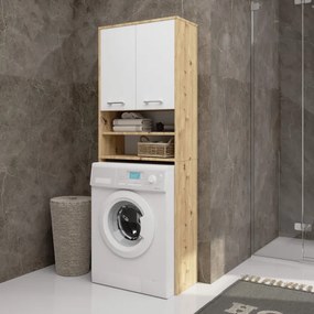 Kúpeľňová skrinka nad práčku FIN 2D dub artisan / biela