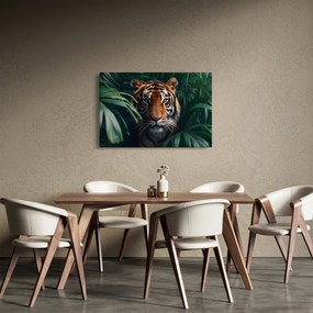 Obraz - Portrét tigra v džungli (90x60 cm)