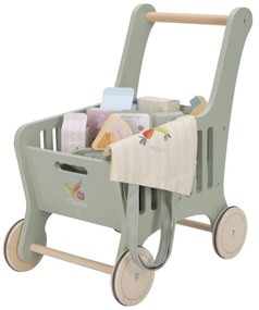 Nákupný vozík s doplnkami drevený