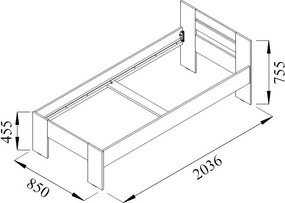 Posteľ Osaka 80x200 cm, dub artisan