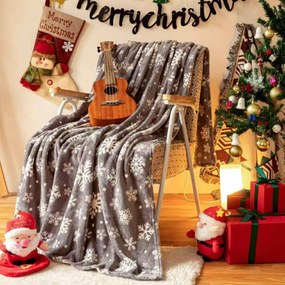 Vianočná deka Vločka sivá 150x200cm TiaHome