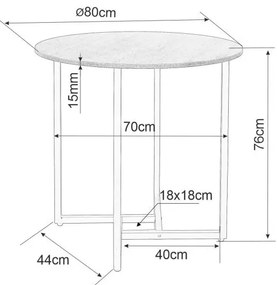 Okrúhly jedálenský stôl ALTO II 80 cm, dekor rustikálne hnedá