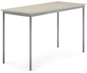 Stôl SONITUS, 1600x700x900 mm, linoleum - šedá, strieborná