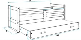 Posteľ s prístelkou RICO 2 - 190x80cm - Borovica - Modrý