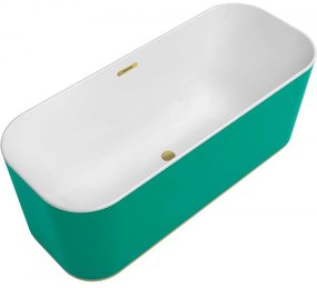 VILLEROY &amp; BOCH Finion voľne stojaca vaňa z materiálu Quaryl (bez spoja medzi panelom a vaňou), odtok v strede, 1700 x 700 x 633 mm, s prítokom, lišta Design, funkcia Emotion, Colour on Demand, Gold, Stone White, UBQ177FIN7N3BCV1RW