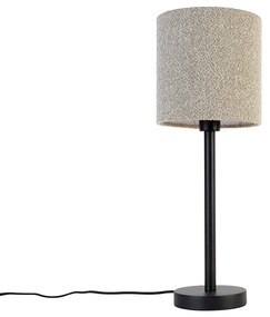 Moderná stolná lampa čierna s tienidlom boucle taupe 20 cm - Simplo