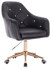 LuxuryForm DESIGN Kreslo ROMA na zlatej podstave s kolieskami - čierne