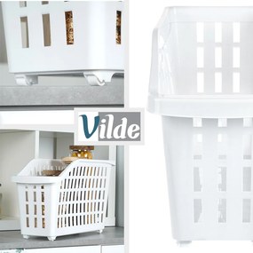 VILDE Úložný box, s kolieskami, atypicky úzky, biely, Vila, 13l, 46 x 18 x 26 cm