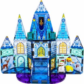 LEAN Toys Magnetické stavebné kocky – Zámok ľadovej princeznej, modré, 47 dielov