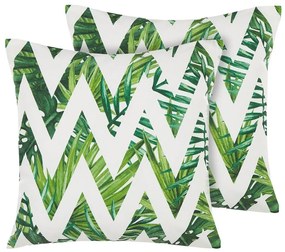 Sada 2 záhradných vankúšov so vzorom chevron 45 x 45 cm biela/zelená BRENTO Beliani