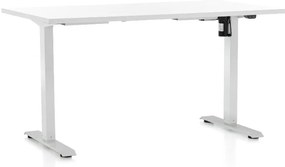 Výškovo nastaviteľný stôl OfficeTech A, 120 x 80 cm, biela podnož, biela