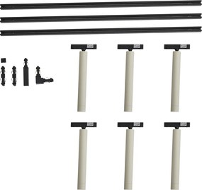 Moderný koľajnicový systém čierny so 6 béžovými reflektormi 1-fázový - Slimline Avery