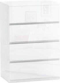 HOMCOM 4-zásuvkový komoda Moderná spálňová komoda s protišmykovým dizajnom 55x33x80 cm Jasná biela | Aosom
