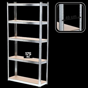 5-ÚROVŇOVÁ POLIČKOVÁ SKRÍŇ 200 X 90 X 40 CM NOSNOSŤ POLIČIEK: 175 KG *0643