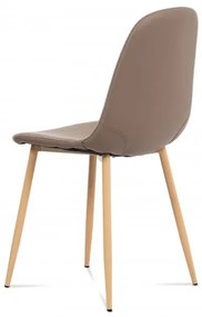 Jedálenská stolička PRAGMA — kov, látka, ekokoža, dub / cappuccino