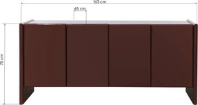 Komoda Loren 163 cm bordová/mramor