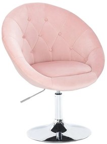 LuxuryForm DESIGN Kreslo VERA VELUR na striebornom tanieri - svetlo ružové