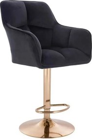 LuxuryForm DESIGN Barová stolička AMALFI VELUR na zlatom tanieri - čierna