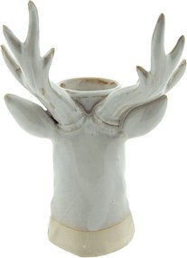 Béžový porcelánový svietnik na čajovú sviečku Jeleň Chrie - 12*11*18 cm