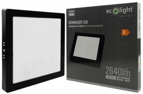 ECOLIGHT LED prisadené štvorcové stropné svietidlo 24W - 2640lm - 4000K - čierne