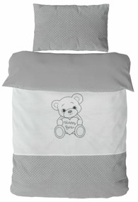 2-dielne HAPPY BEAR, obliečky do postieľky, Grey