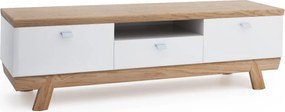TV stolík Aspen AS-RTV - biely vysoký lesk / dub (Grande 01)
