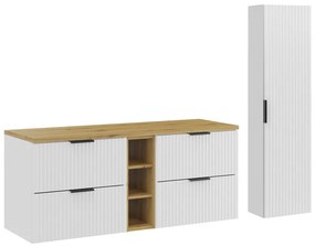 Kúpeľňová zostava Casad s doskou a skrinkami 140 cm biela/dub artisan