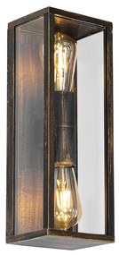 Vintage nástenná lampa starožitné zlato 38 cm 2-svetlo IP44 - Charlois