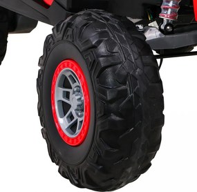 Ramiz Elektrická bugina UTV-MX pre deti červená + pohon 4x4 + diaľkové ovládanie + LED a audio + úložný priestor + EVA + pomalý štart