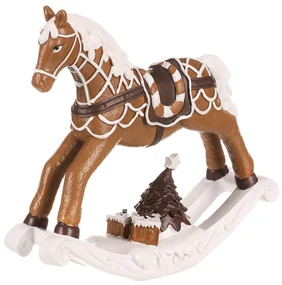 Vianočné dekorácie Hojdací koník, hnedá, polyresin, 17 cm