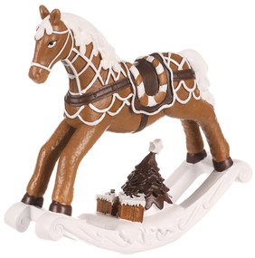 Vianočné dekorácie Hojdací koník, hnedá, polyresin, 17 cm