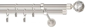 Dekorstudio Chrómová matná dvojradová garniža CRYSTAL 19mm Dĺžka: 240cm, Typ uchytenia: Držiak dvojitý modern, Typ príslušenstva: Krúžky tiché so štipcami