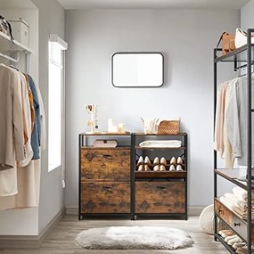 Vyklopný botník, 2 zásuvky, čierna, tmavo-hnedá farba, 95x60x30cm