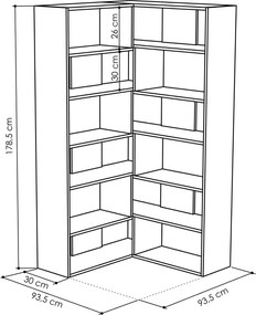 Rohová knižnica MAURICIO no. 4, dub