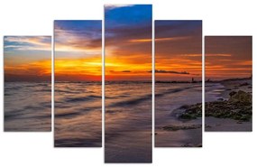 Obraz na plátně pětidílný Moře při západu slunce - 200x100 cm