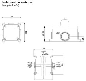 Mereo, Sprchová podomietková batéria bez prepínača, Dita, Mbox, MER-CBE60105DA