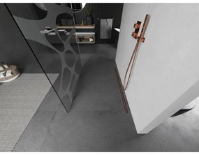 Mexen Kioto, sprchová zástena Walk-In 140 x 200 cm, 8mm číre sklo biely vzor, medený matný profil, 800-140-002-65-97